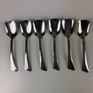 Gnali & Zani Italian Stainless Steel‎ Spoons Set of 6 Modern Square Bowl Italy